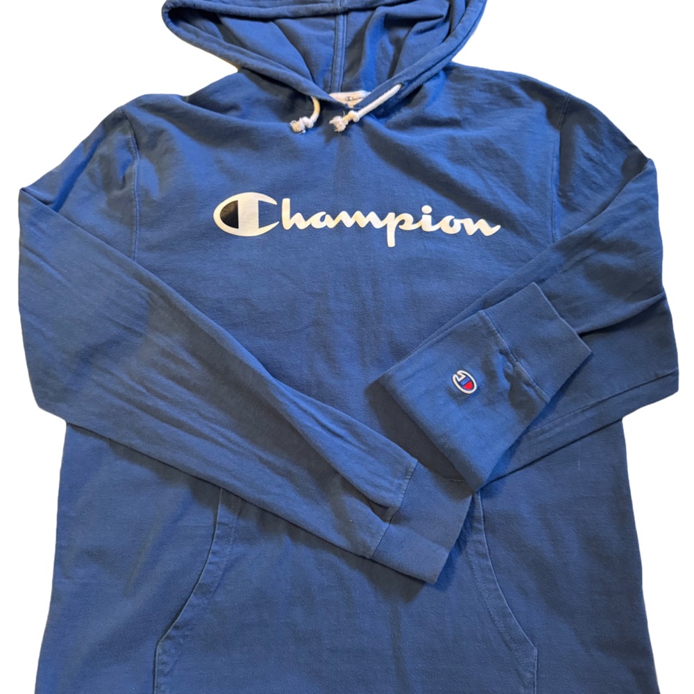 Champion Blue Tshirt Hoodie